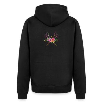 hair stylist - Unisex Premium Organic Zip Hoodie - black - Back - Nico (187cm)