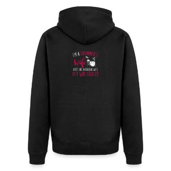 Drums woman - Unisex Premium Organic Zip Hoodie - black - Back - Nico (187cm)
