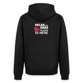 Relax The Bass Player Is Here Bassist Gifts For A - Veste à capuche bio Premium Unisexe - noir - Dos - Nico (187cm)
