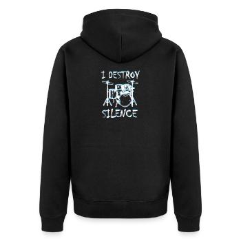 I Destroy Silence Beat Drums Music Band Gift For - Unisex Premium Organic Zip Hoodie - black - Back - Nico (187cm)
