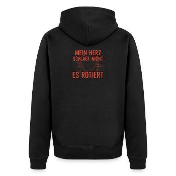 Mein Herz schlägt nicht es rotiert Wankelmotor RX - Unisex Premium Bio Zip Hoodie - Schwarz - Hinten - Nico (187cm)