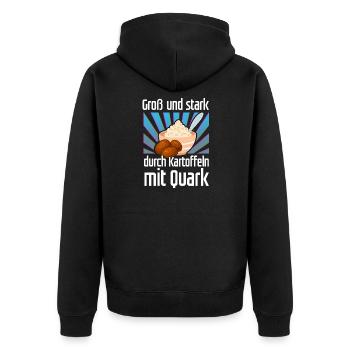DDR Sprüche über Ostdeutschland für einen Ossi - Unisex Premium Bio Zip Hoodie - Schwarz - Hinten - Nico (187cm)