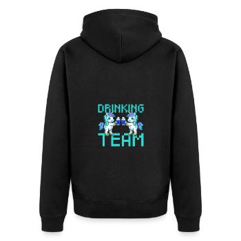 Unicorn Drinking Team Beer Party - Unisex Premium Organic Zip Hoodie - black - Back - Nico (187cm)
