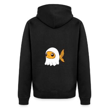 Goldfische Halloween Lustig Geist - Unisex Premium Bio Zip Hoodie - Schwarz - Hinten - Nico (187cm)