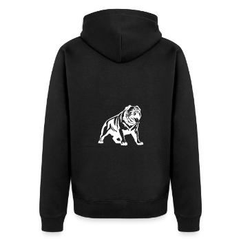 Bulldogg Hund Silhouette - Unisex Premium Bio Zip Hoodie - Schwarz - Hinten - Nico (187cm)