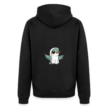 Hummingbird Bird Halloween Funny Ghost - Unisex Premium Organic Zip Hoodie - black - Back - Nico (187cm)