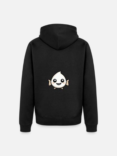 Piranha Fish Halloween Funny Ghost - Unisex Premium Organic Zip Hoodie - black