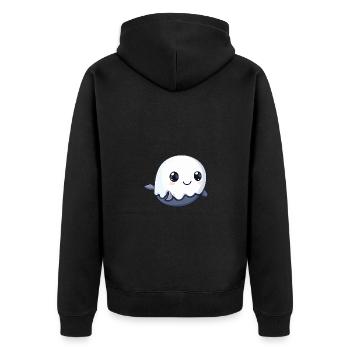 Wal Halloween Lustig Geist - Unisex Premium Bio Zip Hoodie - Schwarz - Hinten - Nico (187cm)