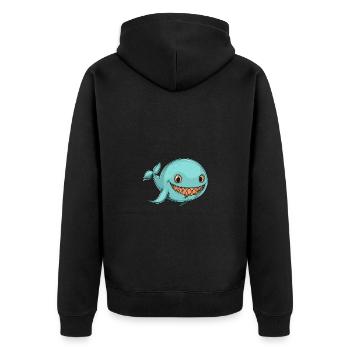 Wal Halloween Lustig Zombie - Unisex Premium Bio Zip Hoodie - Schwarz - Hinten - Nico (187cm)