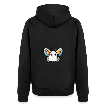 Butterfly Halloween Funny Ghost - Unisex Premium Organic Zip Hoodie - black - Back - Nico (187cm)