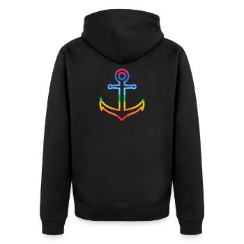 Rainbow Anchor - Unisex Premium Organic Zip Hoodie - black - Back - Nico (187cm)