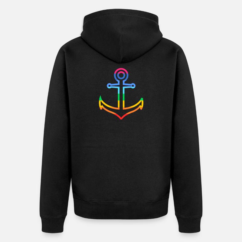Regenbogen Anker - Unisex Premium Bio Zip Hoodie - Schwarz