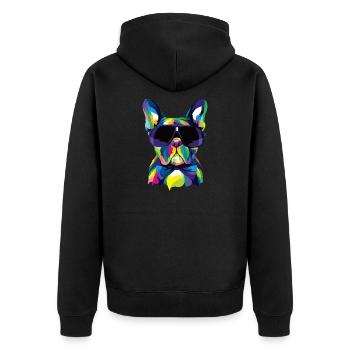 Pop Art Français Bulldog Mignon Cadeau Fourrure Maman Chien Papa - Veste à capuche bio Premium Unisexe - noir - Dos - Nico (187cm)