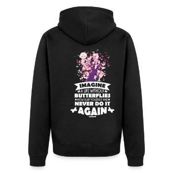 Imaginez une vie sans papillons - Veste à capuche bio Premium Unisexe - noir - Dos - Nico (187cm)