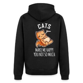 Les chats me rendent heureux, pas tellement - Veste à capuche bio Premium Unisexe - noir - Dos - Nico (187cm)