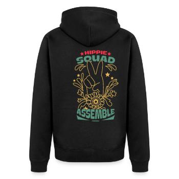 La troupe hippie se réunit - Veste à capuche bio Premium Unisexe - noir - Dos - Nico (187cm)