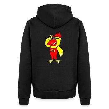 Minol Oriole Bird (Cool Version) - Unisex Premium Organic Zip Hoodie - black - Back - Nico (187cm)