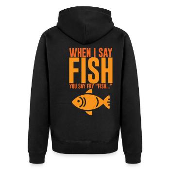 When I Say Fish, You Say Fry, Fish... 2 - Unisex Premium Organic Zip Hoodie - black - Back - Nico (187cm)