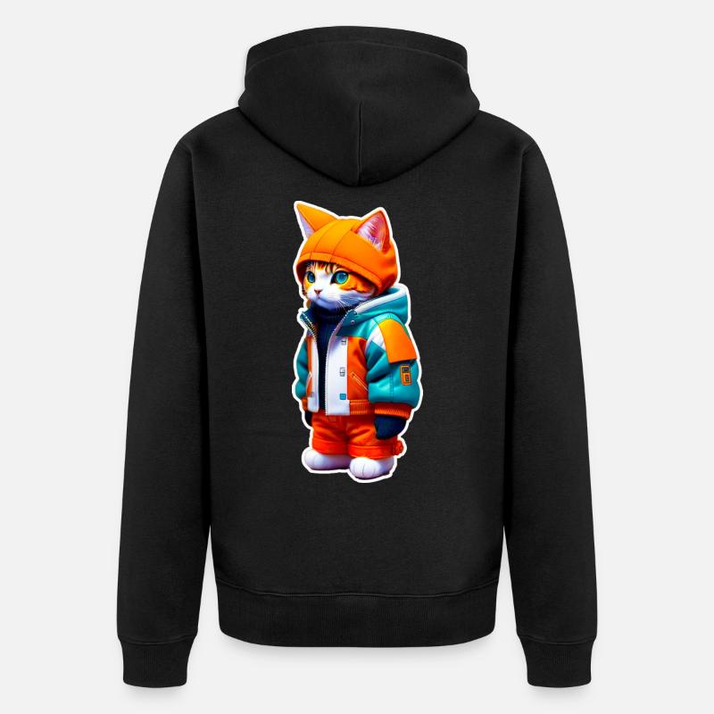 Space Cat - Unisex Premium Bio Zip Hoodie - Schwarz