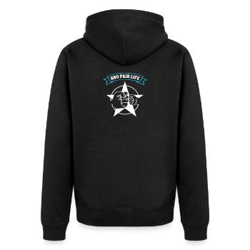 Au Pair Jungen Auslandsjahr Reise Bro-Pair Bropair - Unisex Premium Bio Zip Hoodie - Schwarz - Hinten - Nico (187cm)
