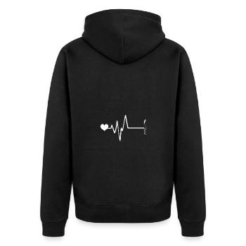 Messer Icon Puls Herzschlag - Unisex Premium Bio Zip Hoodie - Schwarz - Hinten - Nico (187cm)