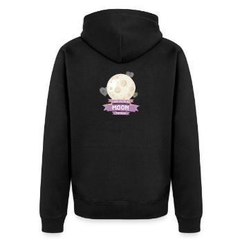 Love you to the Moon Planet - Unisex Premium Bio Zip Hoodie - Schwarz - Hinten - Nico (187cm)