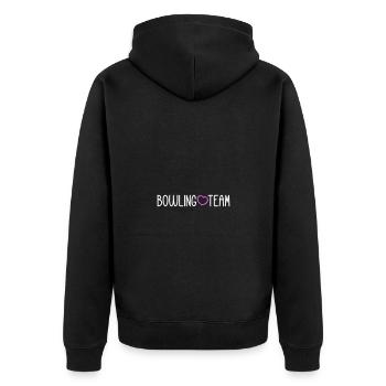Bowling Team - Unisex Premium Bio Zip Hoodie - Schwarz - Hinten - Nico (187cm)