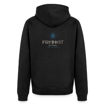 Freiheit im Geiste - Unisex Premium Bio Zip Hoodie - Schwarz - Hinten - Nico (187cm)