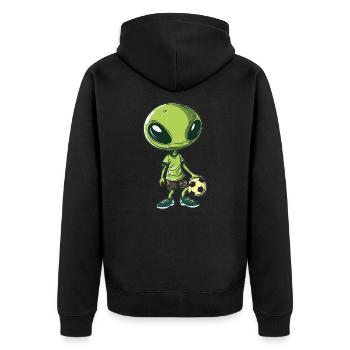 Football-playing alien - Unisex Premium Organic Zip Hoodie - black - Back - Nico (187cm)