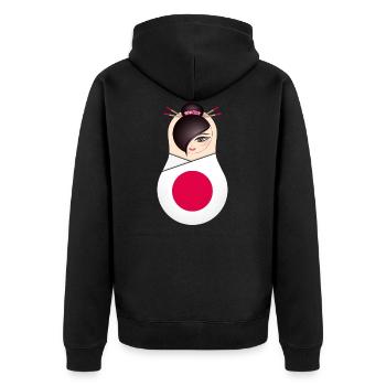 Matroschka  - Team Japan - Unisex Premium Bio Zip Hoodie - Schwarz - Hinten - Nico (187cm)