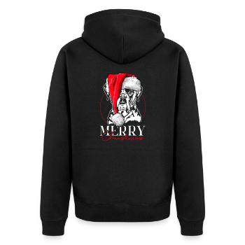 Santa Boxer Merry Christmas Hunde Hund Wilsigns - Unisex Premium Bio Zip Hoodie - Schwarz - Hinten - Nico (187cm)