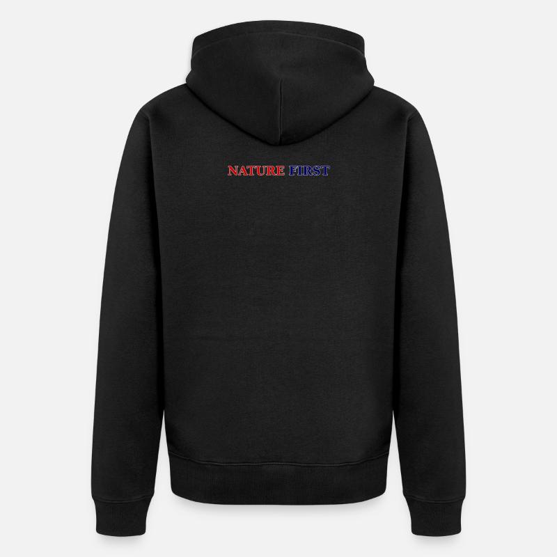 Nature First - Unisex Premium Bio Zip Hoodie - Schwarz