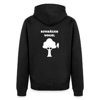 Schräger Vogel - Unisex Premium Bio Zip Hoodie - Schwarz - Hinten - Nico (187cm)