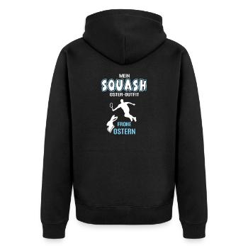 Squash Oster Outfit Ostergeschenk Squasher Spieler - Unisex Premium Bio Zip Hoodie - Schwarz - Hinten - Nico (187cm)