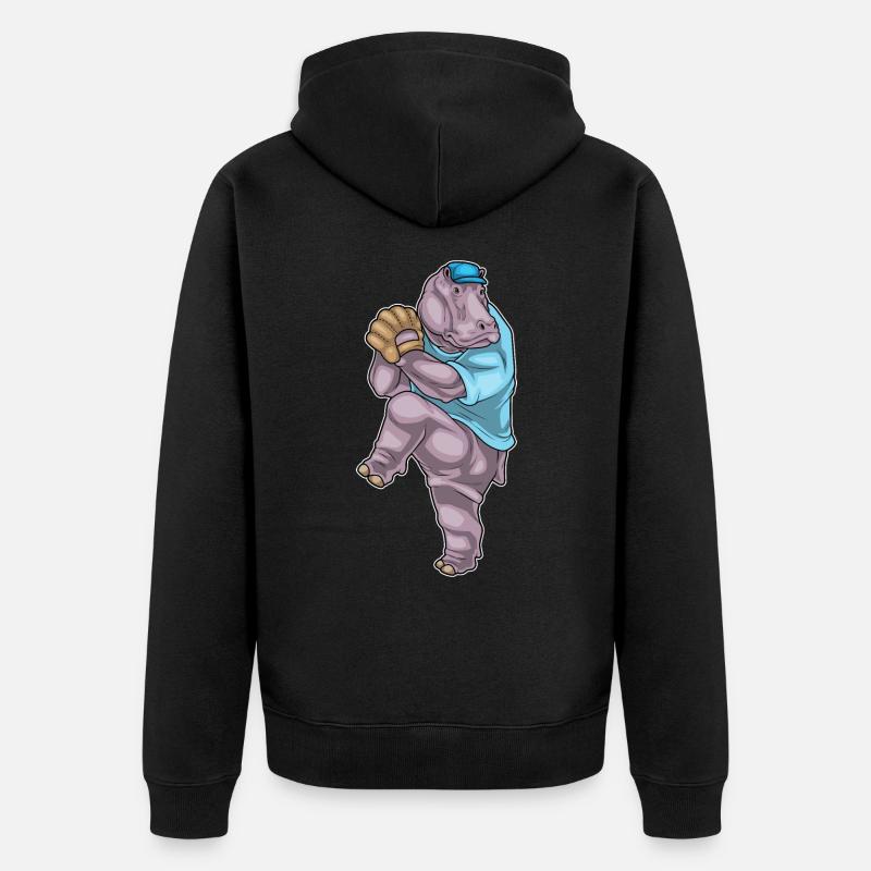 Hippopotamus Gant de baseball - Veste à capuche bio Premium Unisexe - noir
