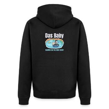 Das Baby Hijinks on the High Seas - Unisex Premium Bio Zip Hoodie - Schwarz - Hinten - Nico (187cm)