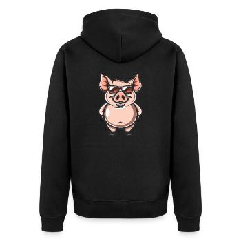 Pig Cool Comic - Unisex Premium Organic Zip Hoodie - black - Back - Nico (187cm)