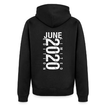 Juni 2020 Juni Geburtstagsgeschenk Juni 2020 - Unisex Premium Bio Zip Hoodie - Schwarz - Hinten - Nico (187cm)