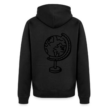 Globus Erdkugel Geschenkidee - Unisex Premium Bio Zip Hoodie - Schwarz - Hinten - Nico (187cm)