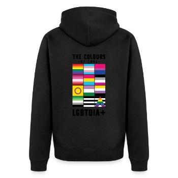 The colours of love. - Unisex Premium Organic Zip Hoodie - black - Back - Nico (187cm)