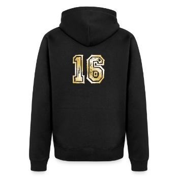 16 Nombre d’or - Veste à capuche bio Premium Unisexe - noir - Dos - Nico (187cm)