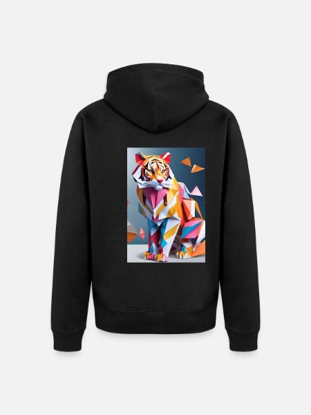 Origami Tiger - Unisex Premium Organic Zip Hoodie - black