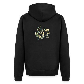 Kreis-Konfetti Farbkonzert - Unisex Premium Bio Zip Hoodie - Schwarz - Hinten - Nico (187cm)