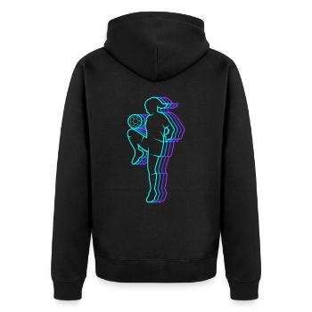 Fussball vintage Fußballerin Damen Fußball Mädchen - Unisex Premium Bio Zip Hoodie - Schwarz - Hinten - Nico (187cm)