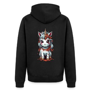 Kawaii Halloween Licorne mystique - Veste à capuche bio Premium Unisexe - noir - Dos - Nico (187cm)