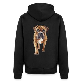 Bullmastiff - Unisex Premium Bio Zip Hoodie - Schwarz - Hinten - Nico (187cm)