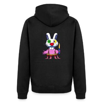 Menschen Hase - Unisex Premium Bio Zip Hoodie - Schwarz - Hinten - Nico (187cm)
