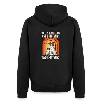 French Brittany Spaniel Epagneul Breton Geschenk - Unisex Premium Bio Zip Hoodie - Schwarz - Hinten - Nico (187cm)