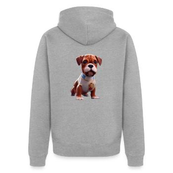 German boxer - Unisex Premium Organic Zip Hoodie - heather grey - Back - Nico (187cm)