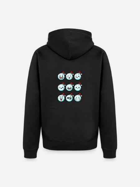 9 Schneebälle mit Weihnachtsmütze - Unisex Premium Bio Zip Hoodie - Schwarz